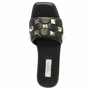 STEVEN New York Yemie Black Quilted Gold Studded Slides. Size 7.5.